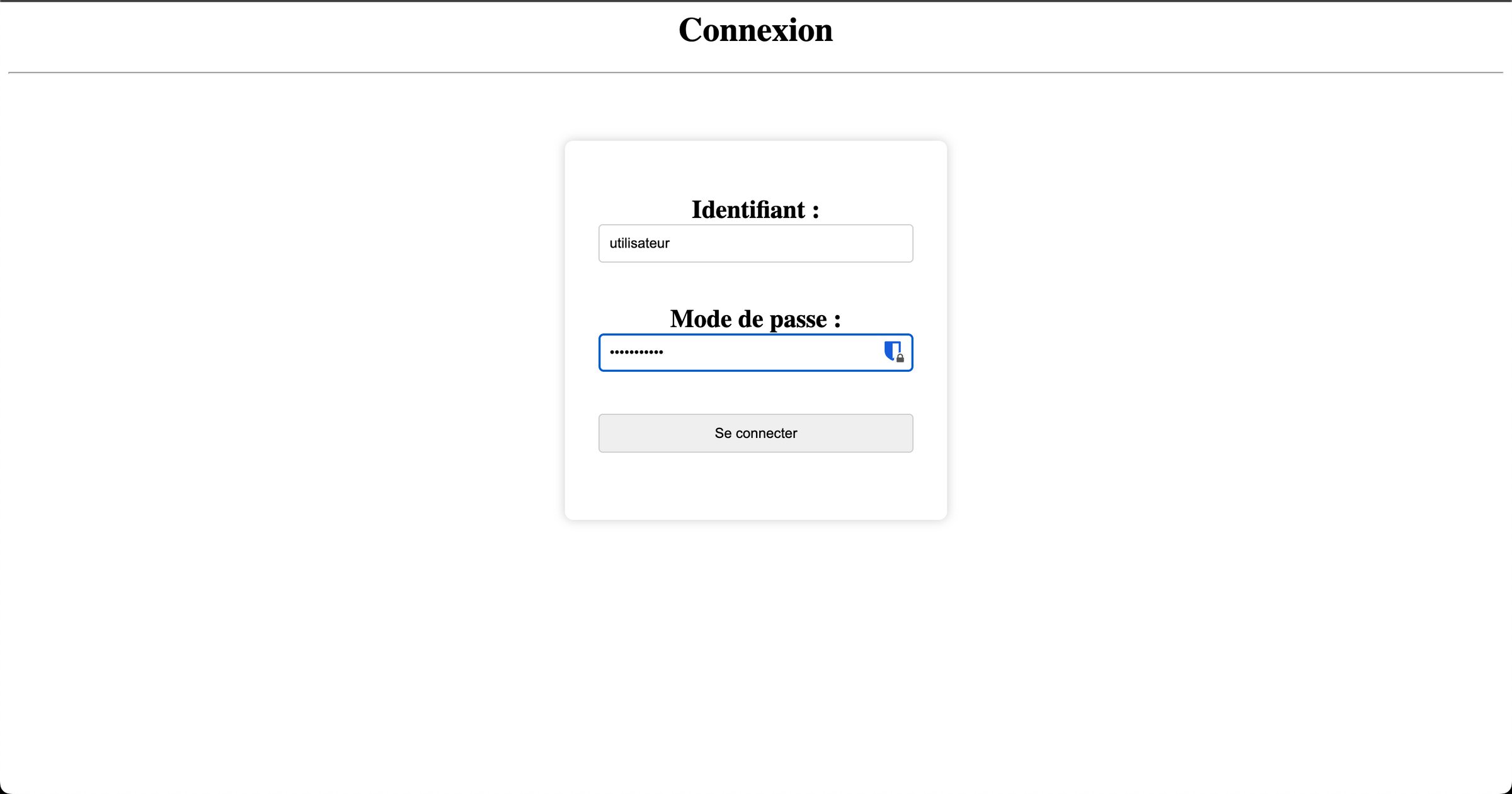 Page de connexion