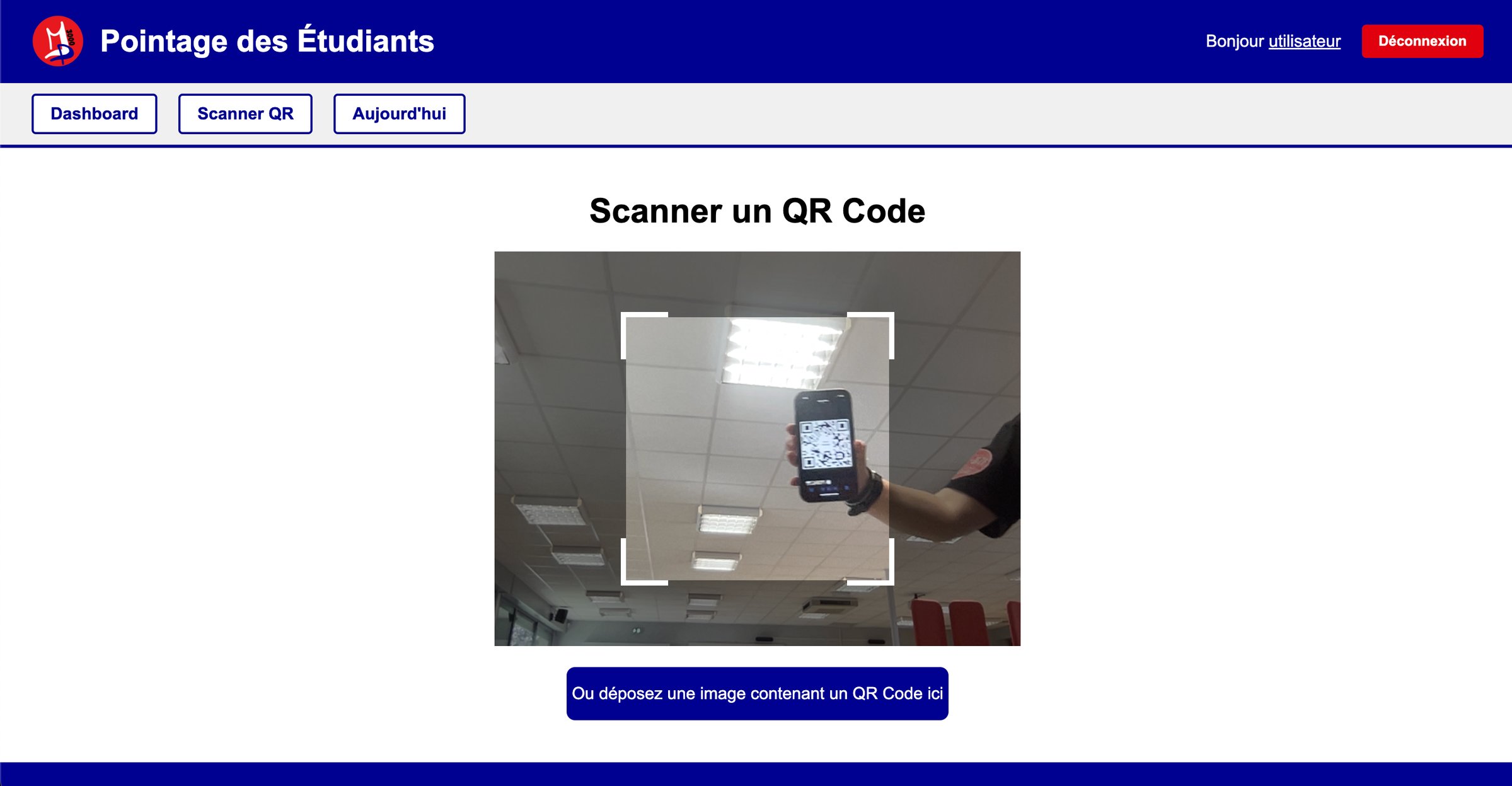 Scanner QR Code pour pointage
