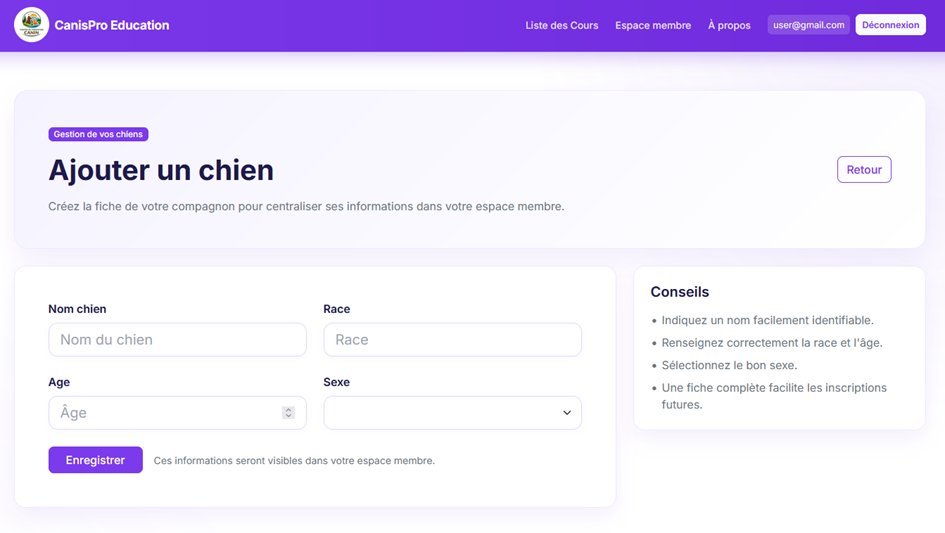 Espace membre — ajout chien